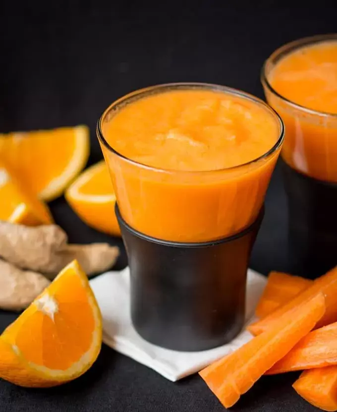 Orange carrot and ginger hot smoothie tall1